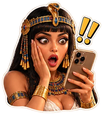 Queen staring at her phone in surprise